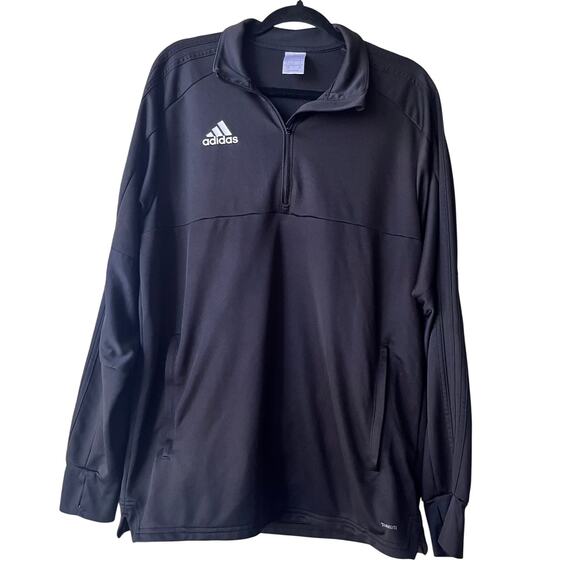 Adidas Quarter Zip Mens Long‎ Sleeve Black Sweatshirt BS0602 Size L - Picture 1 of 9